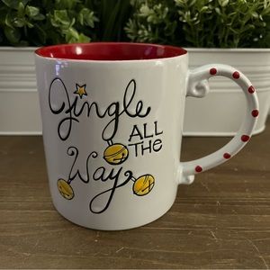 Christmas Mug, Jingle All The Way, Red And White, Nice Condition.